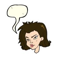 cartoon female face with speech bubble N63