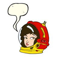 cartoon female astronaut with speech bubble N13