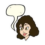 cartoon pretty woman with speech bubble N115