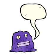 cartoon slime creature with speech bubble N5