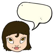cartoon woman smiling with speech bubble N5