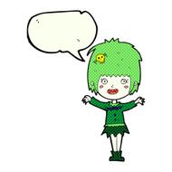 cartoon happy vampire girl with speech bubble N18