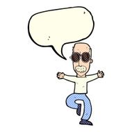 cartoon old man wearing big glasses with speech bubble N5