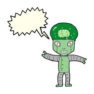 funny cartoon robot with speech bubble N23