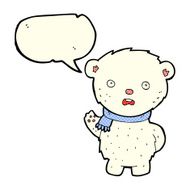 cartoon polar bear wearing scarf with speech bubble N6