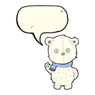 cartoon waving polar bear cub with speech bubble N19