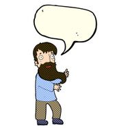 cartoon excited bearded man with speech bubble N5