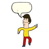 cartoon worried man pointing with speech bubble N13