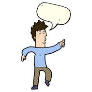 cartoon worried man pointing with speech bubble N14