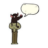 cartoon friendly werewolf with speech bubble N5