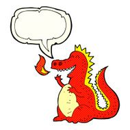 cartoon fire breathing dragon with speech bubble N4