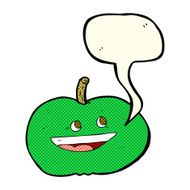 cartoon happy apple with speech bubble N4