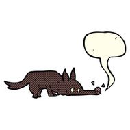 cartoon dog sniffing floor with speech bubble N3
