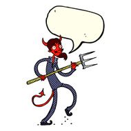 cartoon devil with pitchfork speech bubble N13