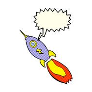 cartoon rocket with speech bubble N3
