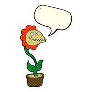 cartoon monster plant with speech bubble N5