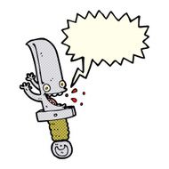 crazy knife cartoon character with speech bubble N5