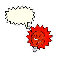 happy flashing red light bulb cartoon with speech bubble N5