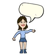 cartoon woman making hand gesture with speech bubble N5