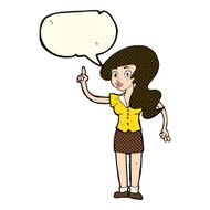 cartoon pretty woman with idea speech bubble N29