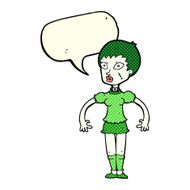 cartoon zombie monster woman with speech bubble N5