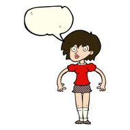 cartoon surprised woman with speech bubble N100