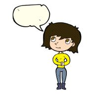 cartoon friendly woman with speech bubble N30
