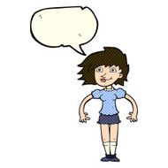 cartoon happy woman with speech bubble N108