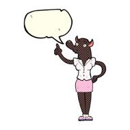 cartoon werewolf woman with idea speech bubble N3