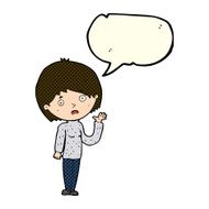 cartoon worried woman with speech bubble N33