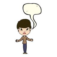 cartoon woman shrugging shoulders with speech bubble N201