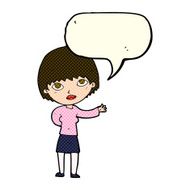 cartoon woman explaining with speech bubble N21