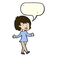 cartoon woman with open arms speech bubble N41