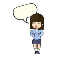 cartoon shocked woman with speech bubble N43