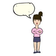 cartoon annoyed woman with speech bubble N77