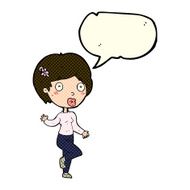 cartoon surprised woman with speech bubble N101