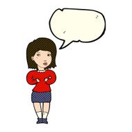 cartoon woman making excuses with speech bubble N9