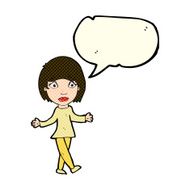 cartoon surprised woman with speech bubble N102