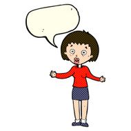 cartoon woman making excuses with speech bubble N10