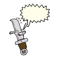 cartoon frightened knife with speech bubble N5