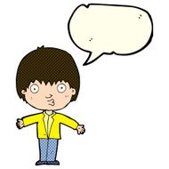 cartoon amazed boy with speech bubble N7
