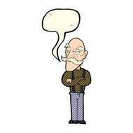 cartoon bored old man with speech bubble N7