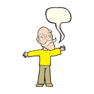 cartoon old man spreading arms wide with speech bubble N5