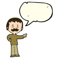 cartoon man with mustache pointing speech bubble N13