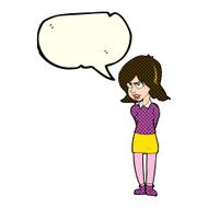 cartoon annoyed woman with speech bubble N79