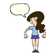 cartoon pretty woman with speech bubble N116