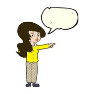 cartoon pretty woman pointing with speech bubble N18