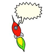 cartoon spaceship with speech bubble N15