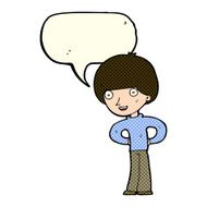 cartoon happy boy with hands on hips speech bubble N3