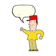 cartoon man punching air with speech bubble N5